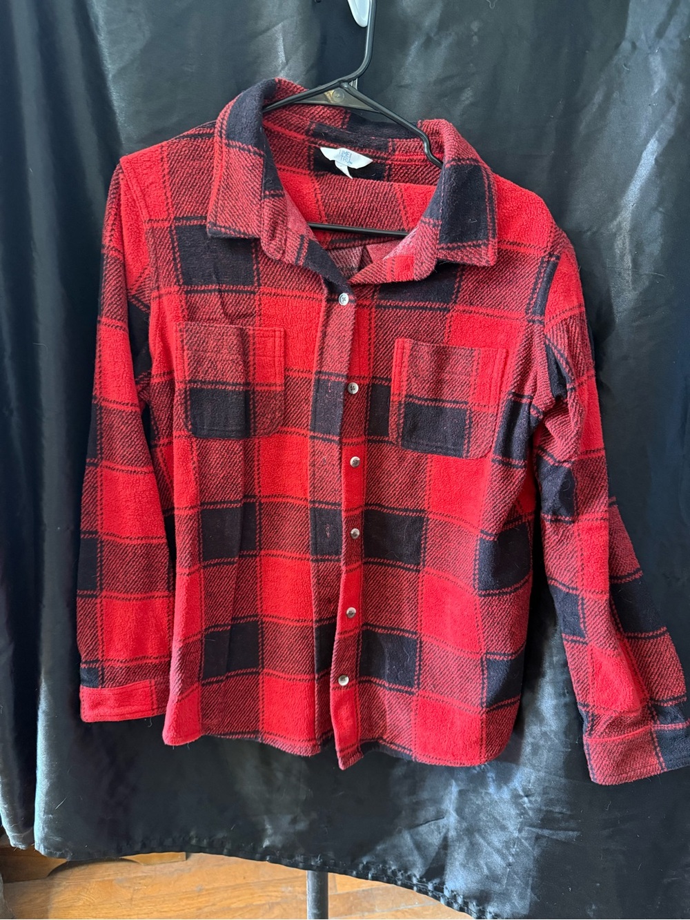 Red Plaid Women’s Button-Up Shirt Jacket
